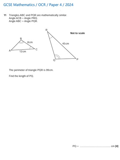 GCSE Mathematics OCR Paper 4 2024 Question 11 Guide
