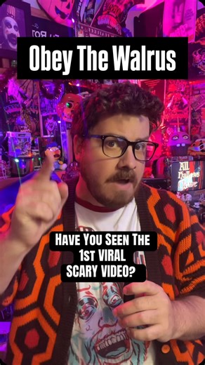 AllHallowsCleave on Instagram: "Have you Seen The 1st Viral Scary Video? “Obey The Walrus” goes down in infamy for various different reasons. But those who remember watching can relive the fear of how much this video scared us as kids #horror #horrorcommunity #scary #scaryvideos #horrorgram"