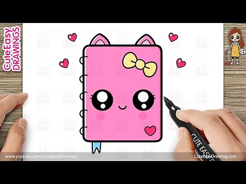 How to Draw a Kawaii Notebook with Bow & Cat Ears | Drawing for Kids & Toddlers