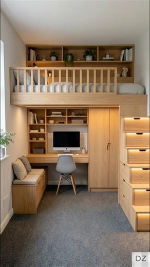 Idea de remodelación de recámara para adolescente con cama alta 🤩 #shortsviral #interiordesign