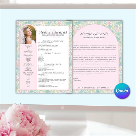 Modèle de CV Sloane Sorority S.4 | CANVA - Etsy France