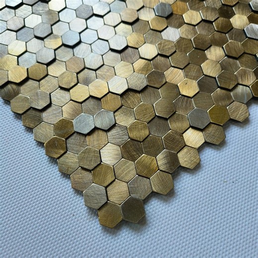 Peel and Stick 3D Hexagonal Mosaic Tile Stickers, Waterproof Metal Texture Wall Decals - Etsy