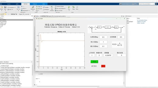 增量式数字PID控制器参数整定matlab gui