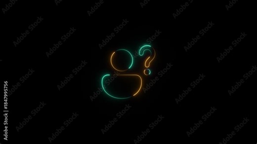 Glowing person question mark icon animation,Neon question mark icon animation glowing neon red blue color confusion mark,Person question mark icon symbol on color color simple shape circle animation