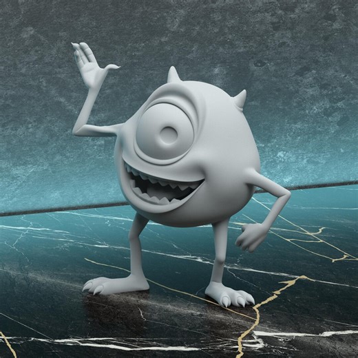 Cute One-eyed Moster STL for 3D Print, Cartoon Statue Figure STL Printing Model