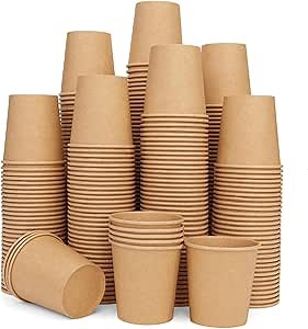 300 Pcs 6 oz Kraft Paper Cups - Disposable Paper Cups Hot Cold Beverage Drinking Cup for Coffee, Water, Tea, Juice, Espresso & Cortado