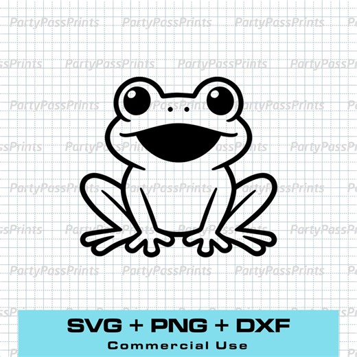 Frog SVG Clipart | Whimsical Cartoon Frog Outline | Animal Cut File for Kids Crafts, Nursery Decor Apparel - Etsy