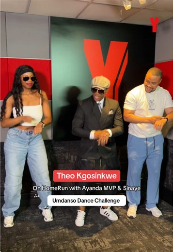 We had award winning 🏆inter-generational musician/song writer @theokgosinkwe in the studio today. 🎤 Sharing some of his dance moves with @AyandaMVP & @_Sinaye for his new track called “uMdanso”. #yfm #homerun #theokgosinkwe #dancechallenge #umdanso🔥🔥🤟😎