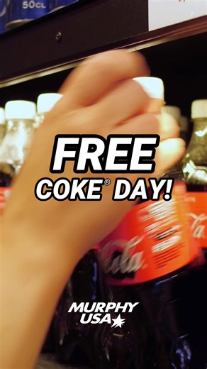 FREE 20 OZ. COKE® TODAY ONLY! Claim the offer in-app, stop in, grab a 20 oz. Coke® Classic or Coke Zero Sugar, enter your Murphy Drive Rewards number at checkout and enjoy. ❤️ #nationalhaveacokeday | Murphy USA