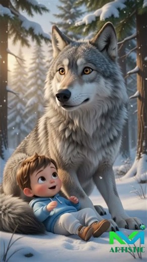 A Hungry Wolf Found a Baby... But What Happened Next? 🐺❤️ #wolf #animals #baby #cute #shorts #foryou