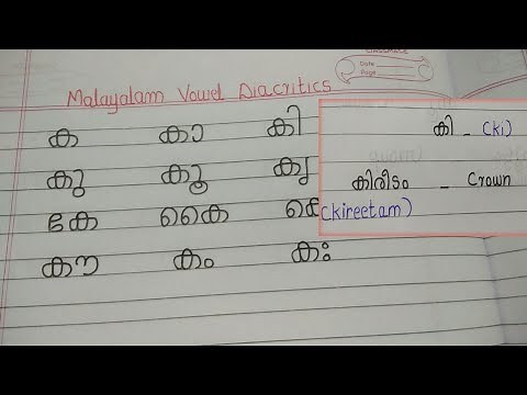 Malayalam Alphabet Vowel Diacritics - Ka(ക )/Malayalam Aksharamaala/ ക ,കാ ,കി ,കീ in two line copy