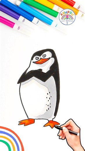 Draw Skipper Simple | Draw Penguins of Madagascar Skipper Wow 🌈 🐶🍼#penguin #skipper #forkids #kids