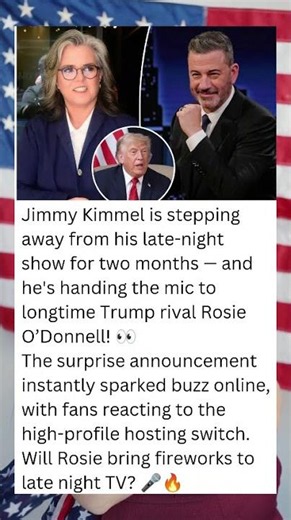 🔥 Jimmy Kimmel Steps Away — Rosie O'Donnell Takes Over in Major Late-Night Shakeup!