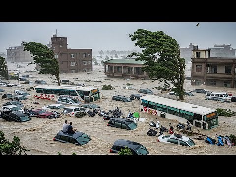 Chaos in Taiwan Today! Super Typhoon Fung Wong Swept Away Home, Cars in Hualien
