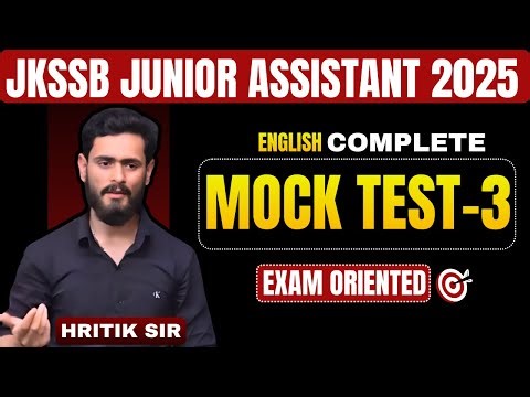 JKSSB Junior Assistant 2025 | English Complete Mock Test-3 | Exam Oriented | Hritik Sir