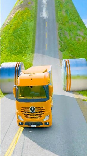 Heavy Truck Smashed by Giant Bollard 💥 | BeamNG.Drive #beamngdrive #shorts