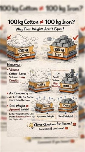 100 kg Cotton vs 100 kg Iron 😱 Weight SAME… but WHY it feels different?”