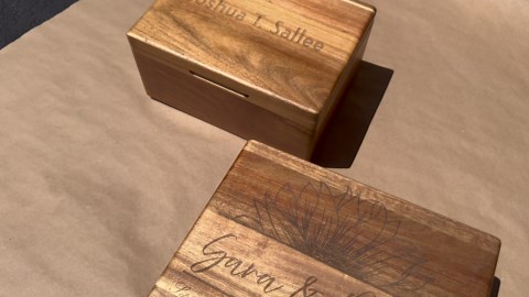 Custom Engraved Wooden Box Large - Acacia Wood Keepsake Box with Personalized Hidden Message, Walnut Memory Boxes for Pictures, Wedding Photo, Jewelry, Decorative Chest Rustic Crate, 11,5x8,75x5,5 in