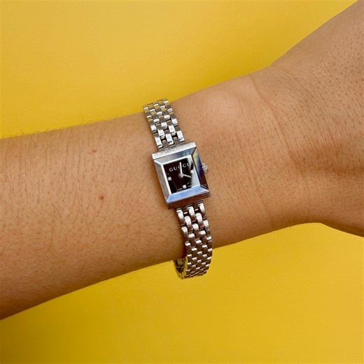 Vintage Gucci G-frame Watch, Stainless Steel, Diamond Accent, Swiss Made - Etsy