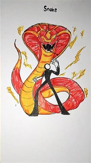 drawing stickman power summon twins kitsune & snake #shorts #art#drawing#stickman