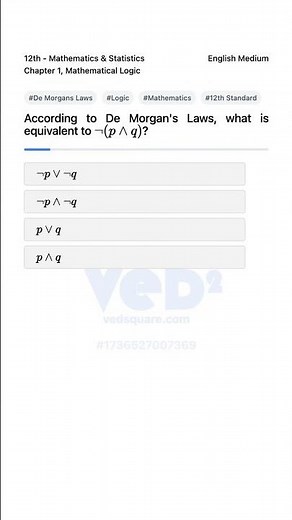 De Morgans Laws Logic 12th Math