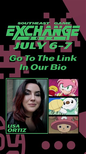 🌟SPECIAL GUEST🌟 Welcome Lisa Ortiz to SEGE 2024! Lisa is an American voice actress and voice director. She is best known for her roles in English anime adaptations, such as Amy Rose in Sonic X as well as the mainline and spin-off Sonic the Hedgehog video games from 2005 to 2010. She has served as the voice director for the English dub of the Pokémon anime since 2016, in addition to performing various roles since the first season. Some of her other voice roles include Burnin from My Hero Academ