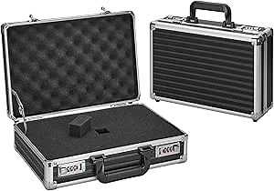 Security Lock Boxes - 14.2 x 9.4 x 4.5 Inch Medium, Portable Locking Storage Totes with Dual Combination Locks, Medicine Lock Box, Lock Boxes for Personal Items, Cash & Briefcase - Black