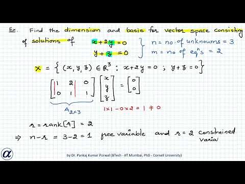 Dimension and basis for solution space of a homogeneous system of equations Example 1