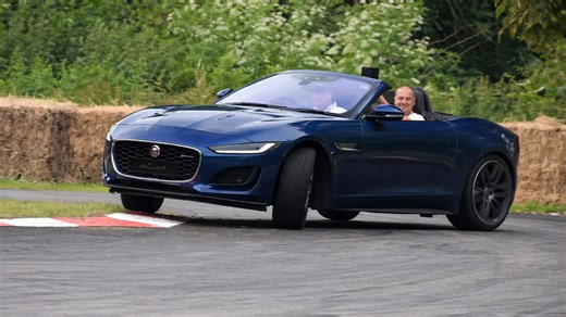 Jaguar F convertible drift test on track