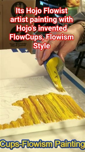 its Hojo Flowist artist painting with Hojo's invented FlowCups, Flowism Style #flowartist #hojo