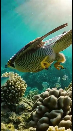 Falcon Dives Deep Underwater to Hunt Fish! 🦅🌊 (Real or CGI?)