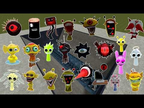 DESTROY SPRUNKI MR SUN MOON TREE FUN COMPUTER ALL PHASE in GIANT SHREDDER (Garry's Mod Sandbox)