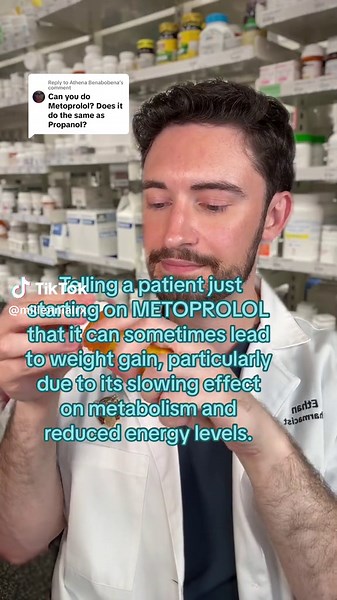 Replying to @Athena Benabobena A fact about metorpolol that many don’t talk about #pharmacy #pharmacist #metoprolol #bloodpressure #medicaltiktok #millennialrx #weightgain