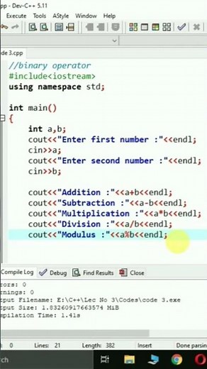 Arithmetic Operators In C*+ Program | I C plus plus Tutorial on Operators | #shorts