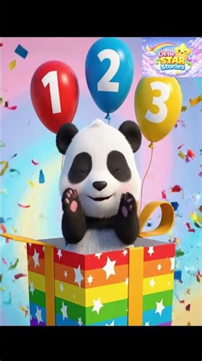 Cute Panda Learns Counting 🐼🎈 | Numbers 1-3 for Kids | Fun Learning Shorts #shorts #kidsshorts