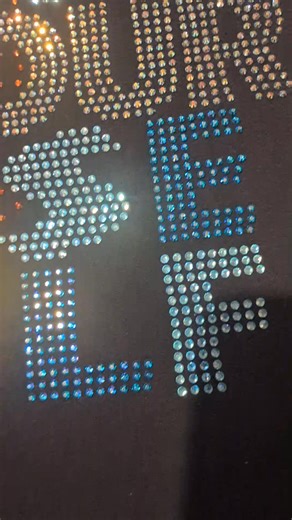 DIY Love Yourself rhinestone template (digital download) is available on Etsy at: allthingsdazzlellc.etsy.com 56% off promo until the next end of the month. Hurry, the sale is almost over! Interested in a rhinestone transfer or a physical product. Let me know in the comments. 😁 | All Things Dazzle