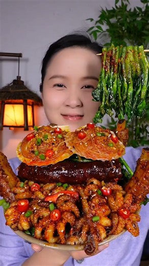 Spicy Baby Octopus & Enoki Shell Mukbang | Korean Food ASMR #koreanfood #mukbang #asmr #shortsvideo