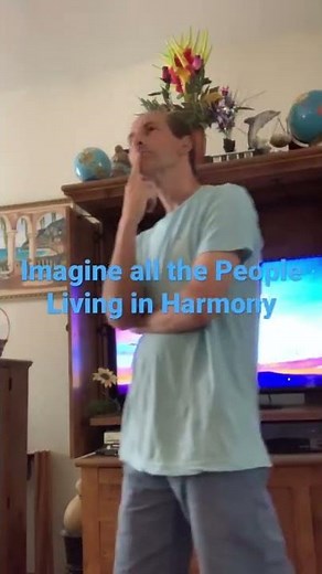 Imagine ‘all the people living in harmony’ John Lennon Beatles. Song performance piece