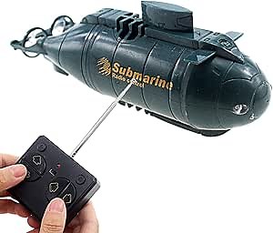 Tipmant Mini RC Nuclear Submarine Toy Remote Control Boat Electric Dive Fish Water Tank Kids Gifts (Blue)
