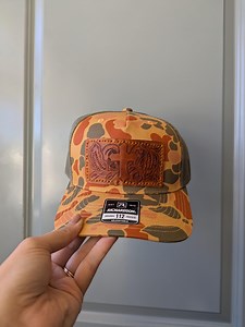 Richardson Trucker Hat With Leather Patch - "tooled Cross on Sienna Duck Camo" - Etsy