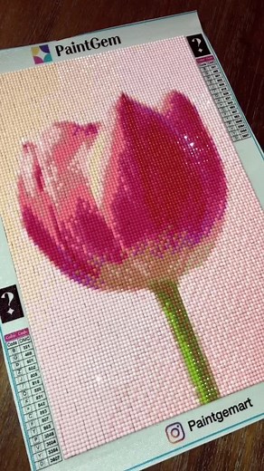 And done ✅ This one turned out beautiful! Got this mystery kit from PaintGem.com 🌷 #diamondpainting #satisfying #tulip #relaxing