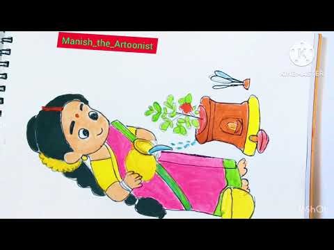 Tulsi Maa drawing how to draw Tulsi ji drawing #subscribe #art