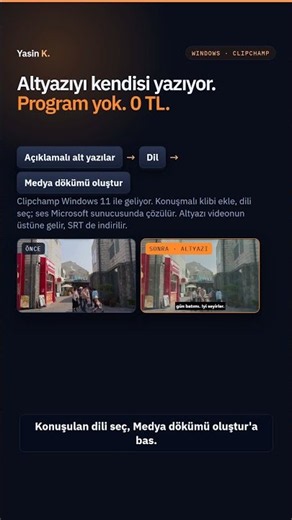 Windows'ta otomatik altyazı, program kurmadan — Clipchamp (Clipchamp 1/3)