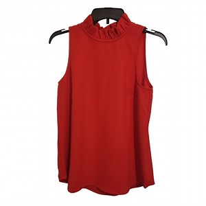 J. Crew Red Ruffle Collar sleeveless Top Blouse Size XS