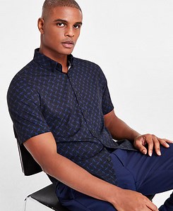 Alfani Men's Alfatech Geometric Print Shirt, Exclusively at Macy's - Macy's