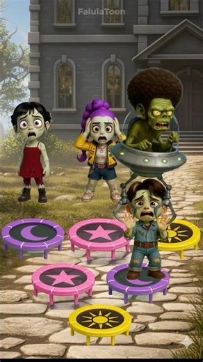 Trampoline challenge against zombie’s ufo #animation #cartoon #funny