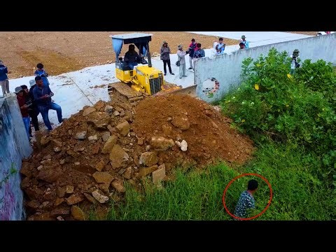 Start A New Project Small Dozer Hit Wall To Fill Land Delete Pond and Clear Forest with dump truck