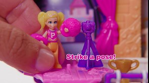 Polly Pocket Compact Playset, Sparkle Stage Bow with 2 Micro Dolls & Accessories, Travel Toys with Surprise Reveals