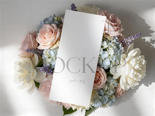 Dinner Menu Mockup PSD – Romantic Floral Long Card (PSD File) - Etsy Australia