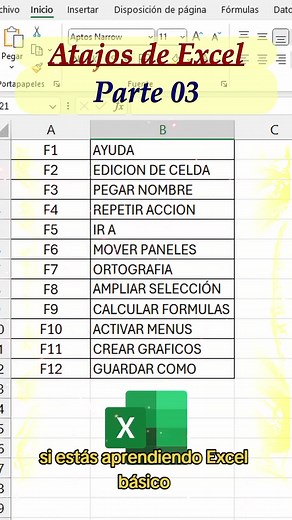 excel Basico, atajos parte 03#excel #exceltips #cursosonline #excelbasico
